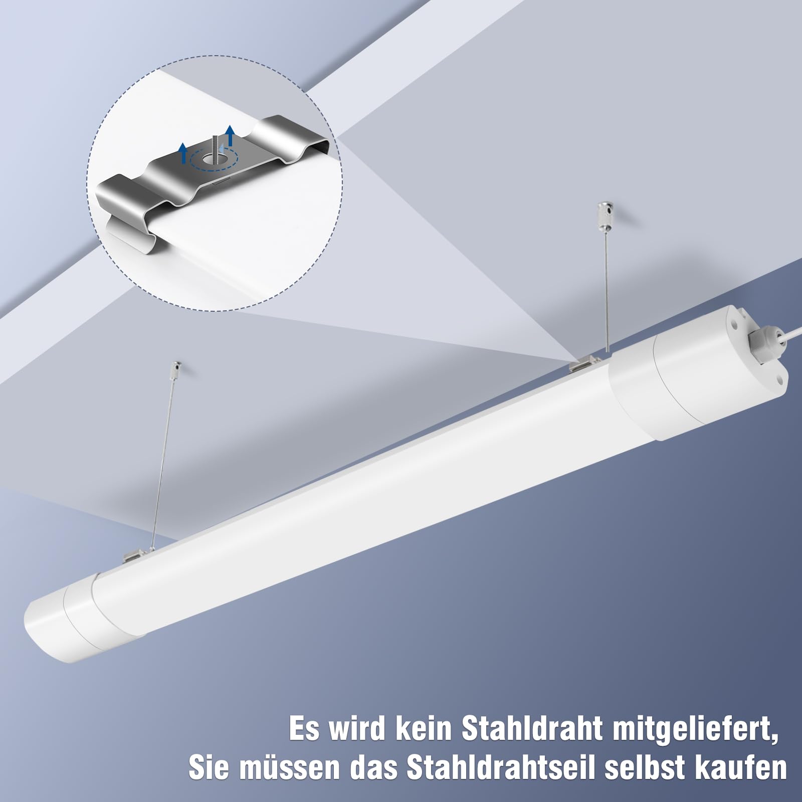 2 Piezas Fluorescente LED 150cm IP65 Impermeable, 20W 2200lm Tubo LED de Neón Acoplable, 4000K Lámpara de Techo LED para Oficina Garaje Taller Sótano Almacén Baño Cocina