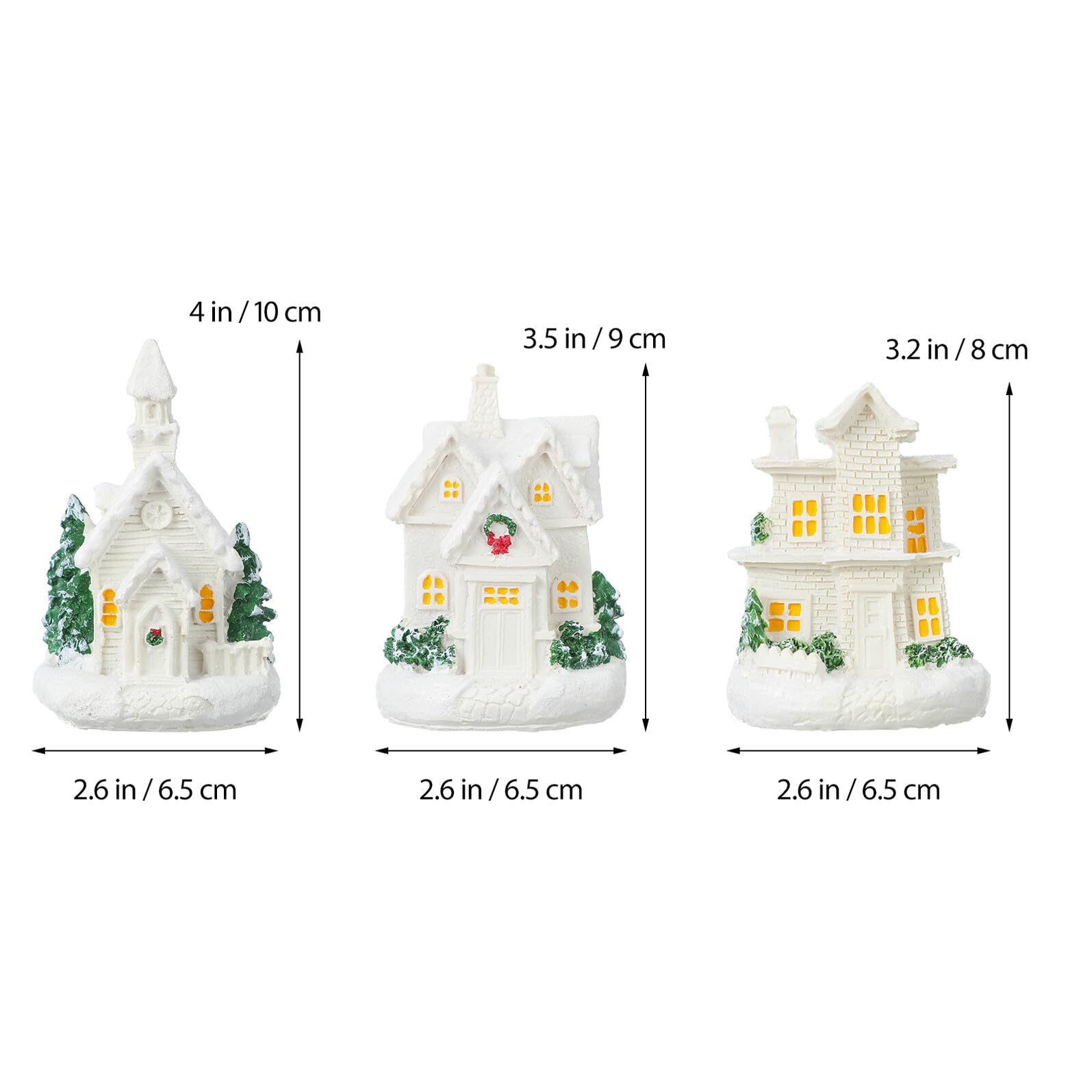 3 Szt. Częściowy Miniaturowych Domków Świątecznych z Żywicy Podświetlane LED Unikalne Dekoracje Świąteczne Stół i Tworzące Przytulną Atmosferę Zimową Domu