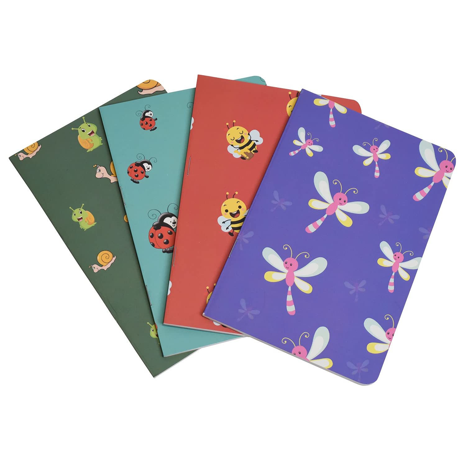 Papboo A5 Handy, Easy to Carry Unruled, Plain, Cute Creatures notebooks for Everyone Set of 4 for doodling, Writing, Notes, Notebooks - Matte Finished - Journal Diary Gift.(60 * 4=240 80 GSM Pages)