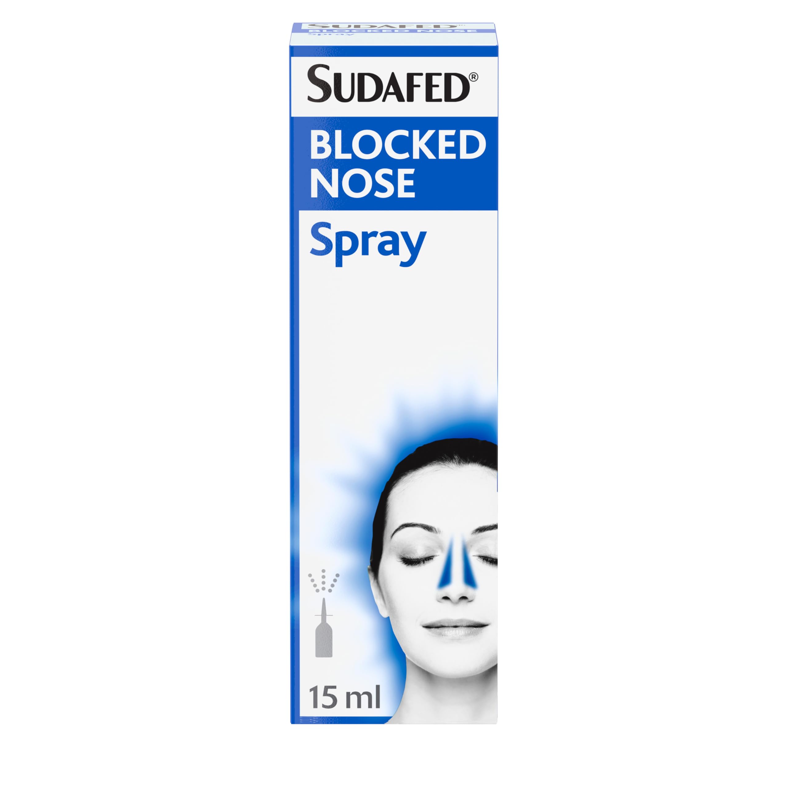 Sudafed Blocked Nose Spray (1 x 15ml), Relief from Congestion Caused by Cold and Allergies, Nasal Spray Provides Congestion Relief, Lasts Up to 10 Hours and Gets to Work in 2 Minutes
