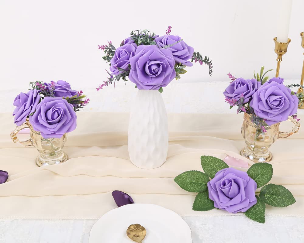 Künstliche Blätter für Rosen, Dekorationen, 200 Stück grüne Rosenblätter mit Stielen für DIY Hochzeitssträuße Tafelaufsätze, Party-Dekorationen, Rosenrankenkranz, Girlanden, Zubehör