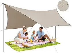 Tenda Gazebo Barraca de Camping Portátil, Impermeável e com Proteção UV 50+ (4 * 3m Bege)