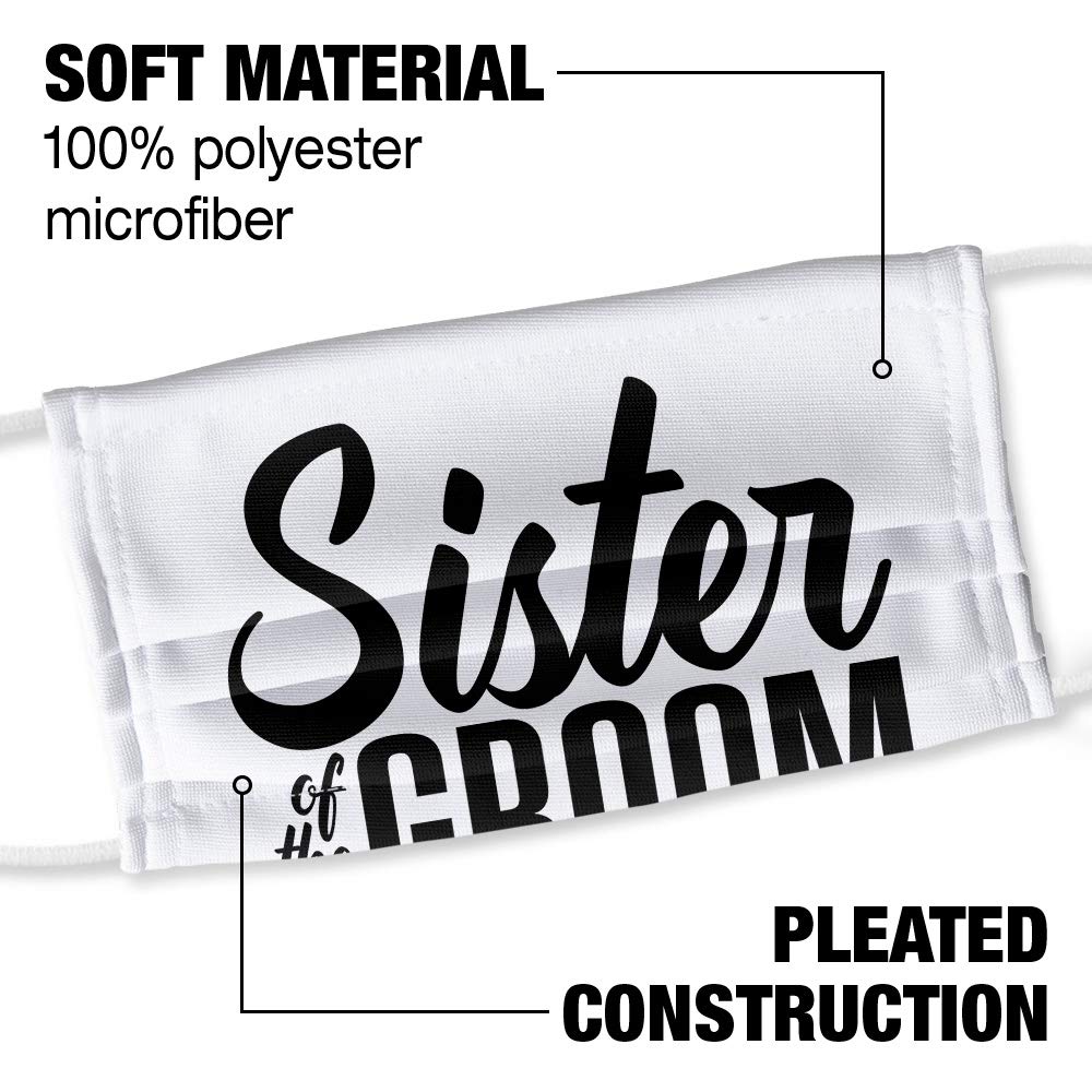 Popfunk Sister of the Groom Wedding 1-Ply Reusable Face Mask Covering with Adjustable Nose Wire, Unisex