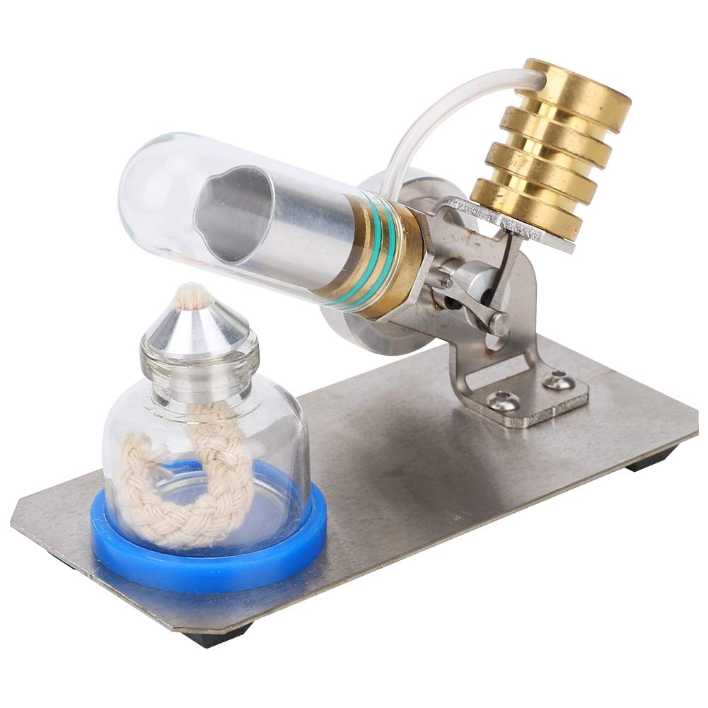 Zerodis V-Typ-Stirlingmotor-Modell, Externer Verbrennungsmotor, Physik-Experiment, Lernspielzeug-Set mit Alkohollampe für den Unterricht, DIY-Bootsmodell
