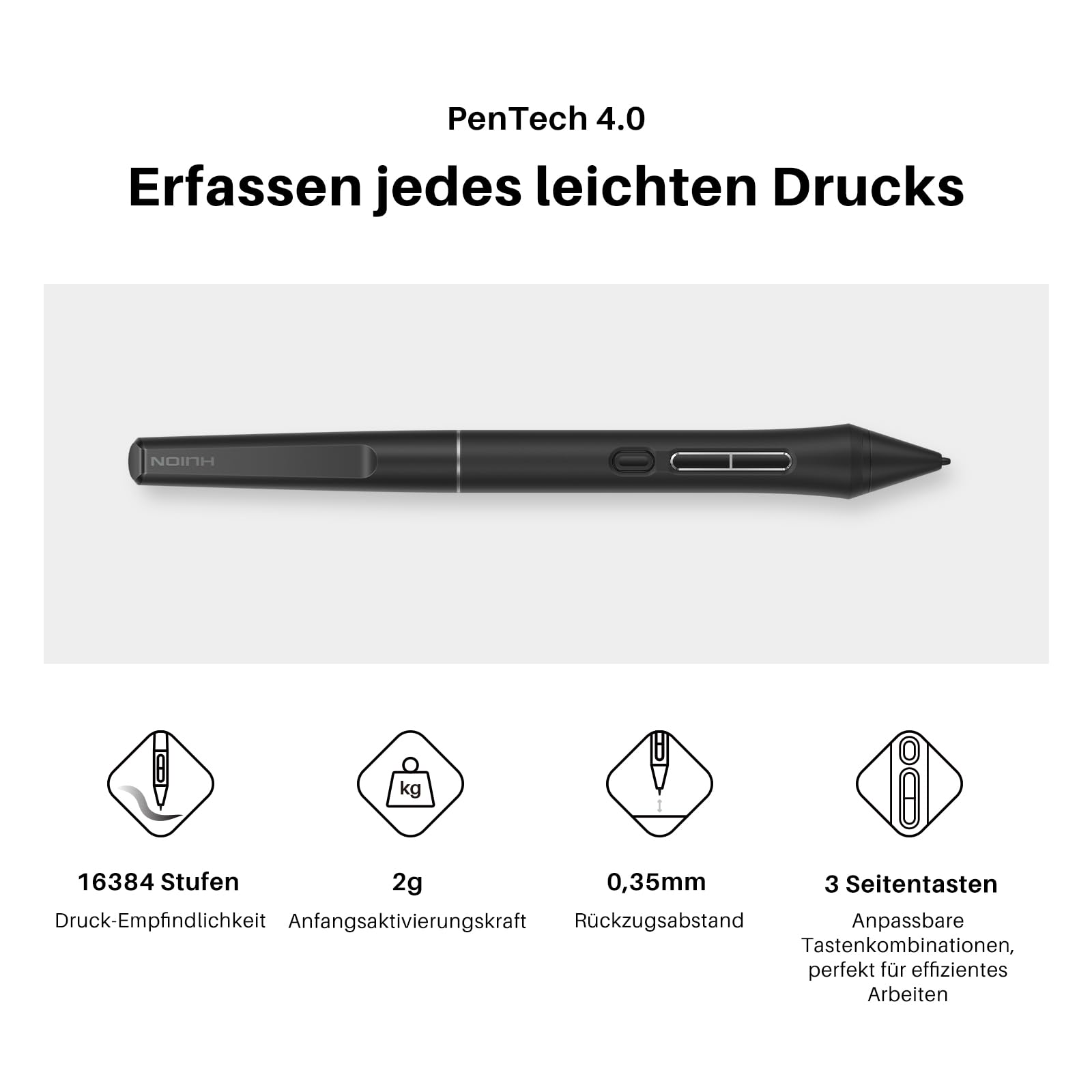 HUION Kamvas 13 Gen 3 Grafiktablett mit Display, 13,3 Zoll Anti-Glare Glas Zeichentablett mit PenTech 4.0, 16384 Stiftdruck, 5 Drucktasten, Dual Dial Perfekt für Designer, Künstler, Schwarz
