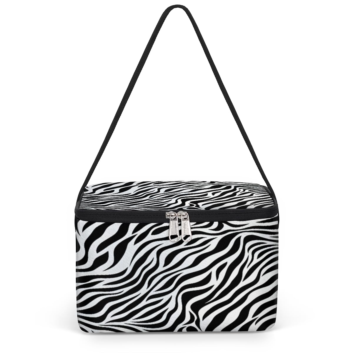 GzLeyigou Zebra Texture Lunch Bags for Women Men 9 Cans, Hot & Cold Food Delivery Bag Insulated Grocery Bag Insulated Lunch Box Zebra Skin Cooler Bag for Office Work Picnic Beach