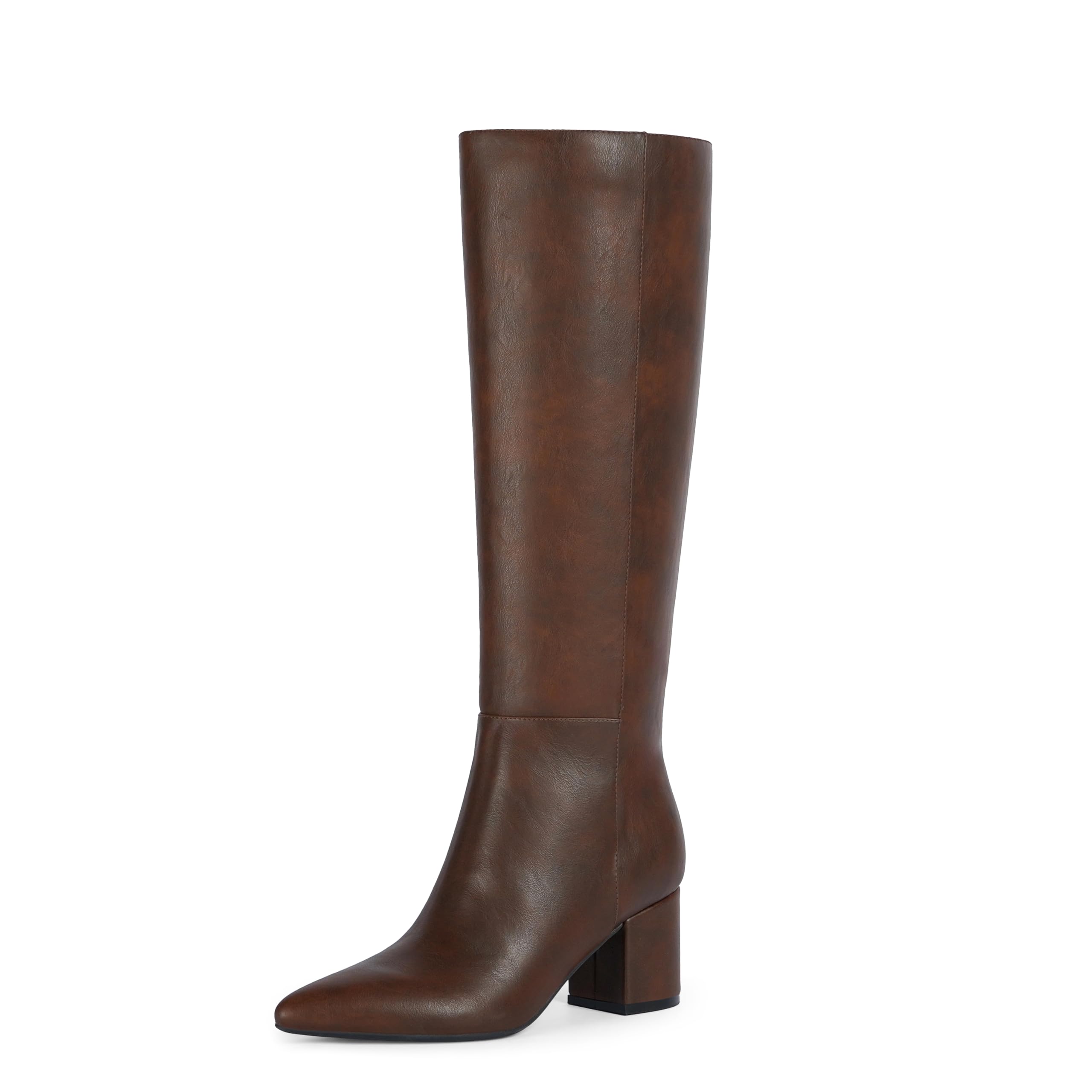 Knee High Boots for Women Chunky Heel Pointed Toe Boots Side Zipper Long Boots