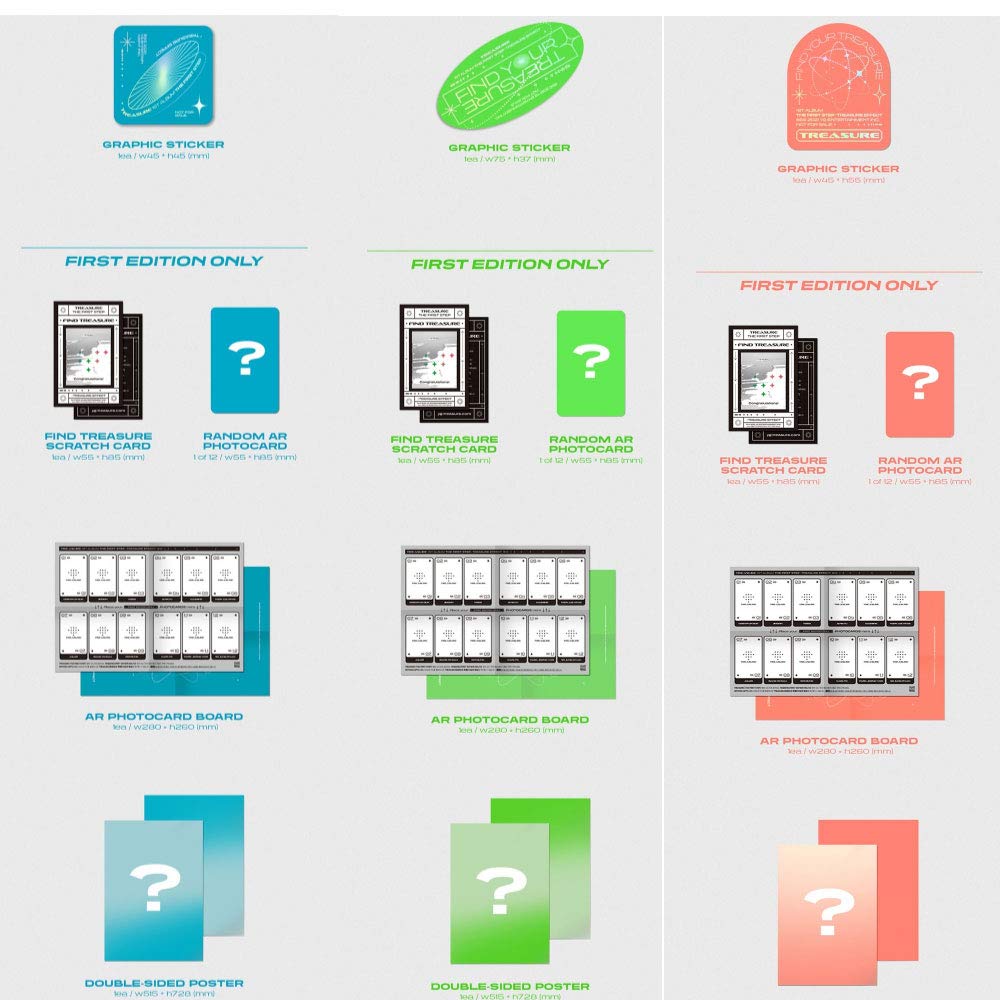 TREASURE - 1st Album [The First Step Effect] 3version Album + 3Folded Poster