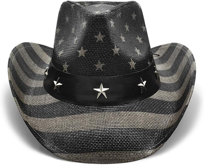 Image of Peter Grimm Straw Round Up Cowboy Hat - Stylish and Versatile Straw Hat for Men and Women - One Size
