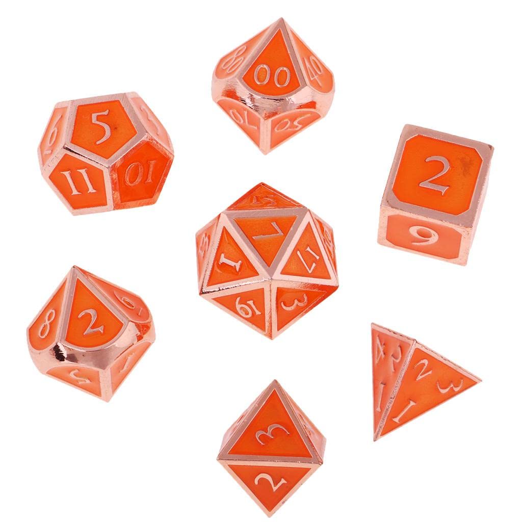 Enakshi 7Pcs Zinc Alloy Table Game Dice Set Durable Entertainment Game Dices Orange