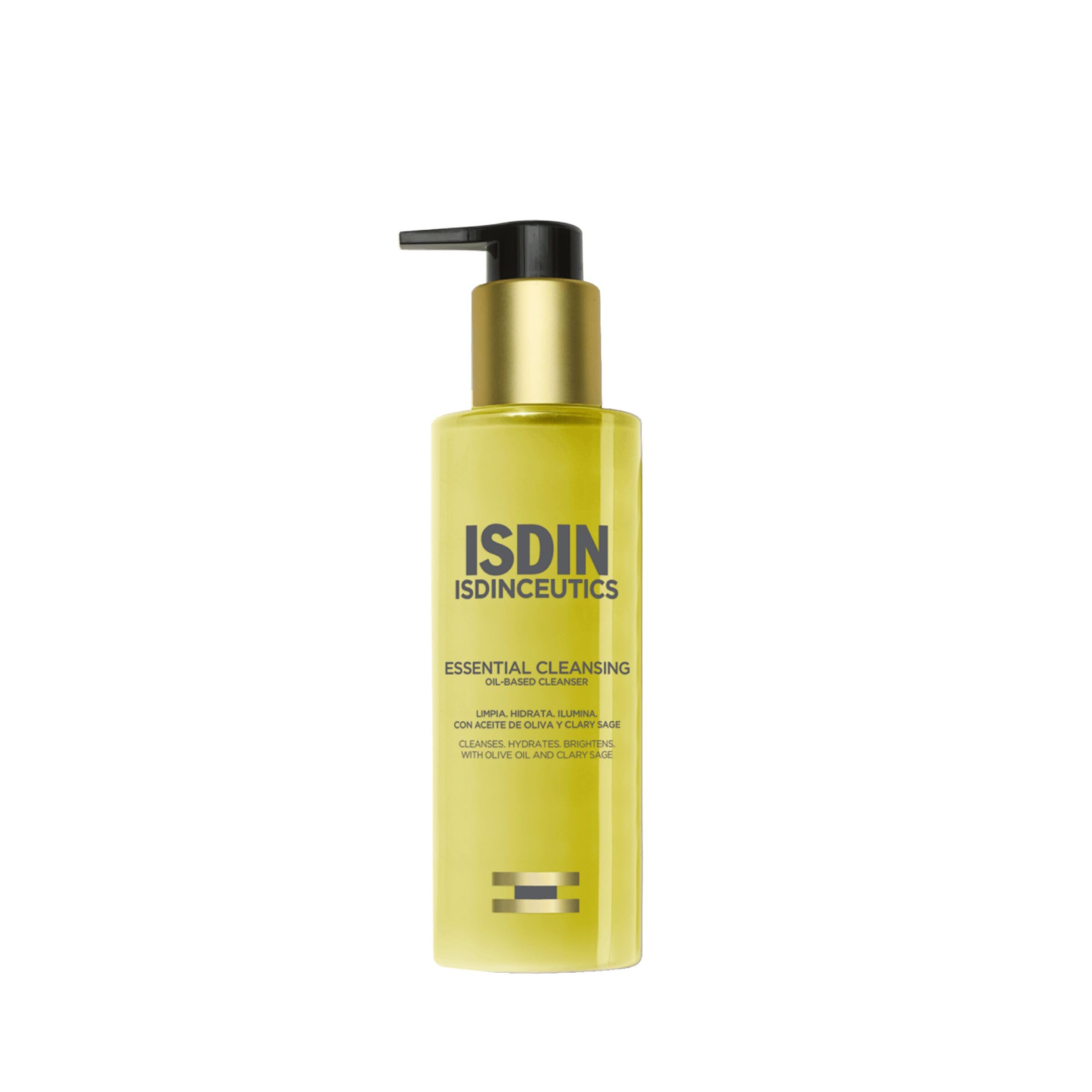 ISDIN Isdinceutics Essential Cleansing (200 ml) | Huile Nettoyante Visage Douce et Légère, Texture Huile-en-Lait | Élimine Maquillage et Crème Solaire | 85% d'Ingrédients d'Origine Naturelle