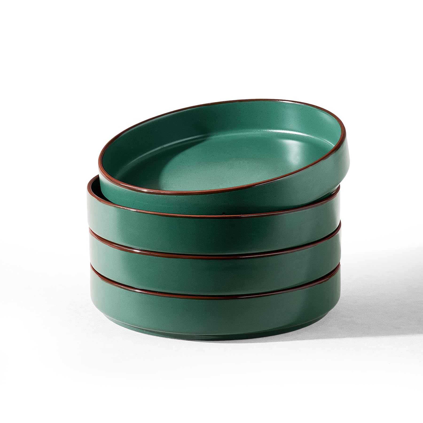 Richmount Halo Stoneware Pasta Bowls Set of 4, Salad/Cereal/Soup Bowl 21.59cm 976ml, Classic Bowl for All Pasta Dishes, Microwave and Dishwasher Safe, Serving Bowls Set of 4, Dark Green