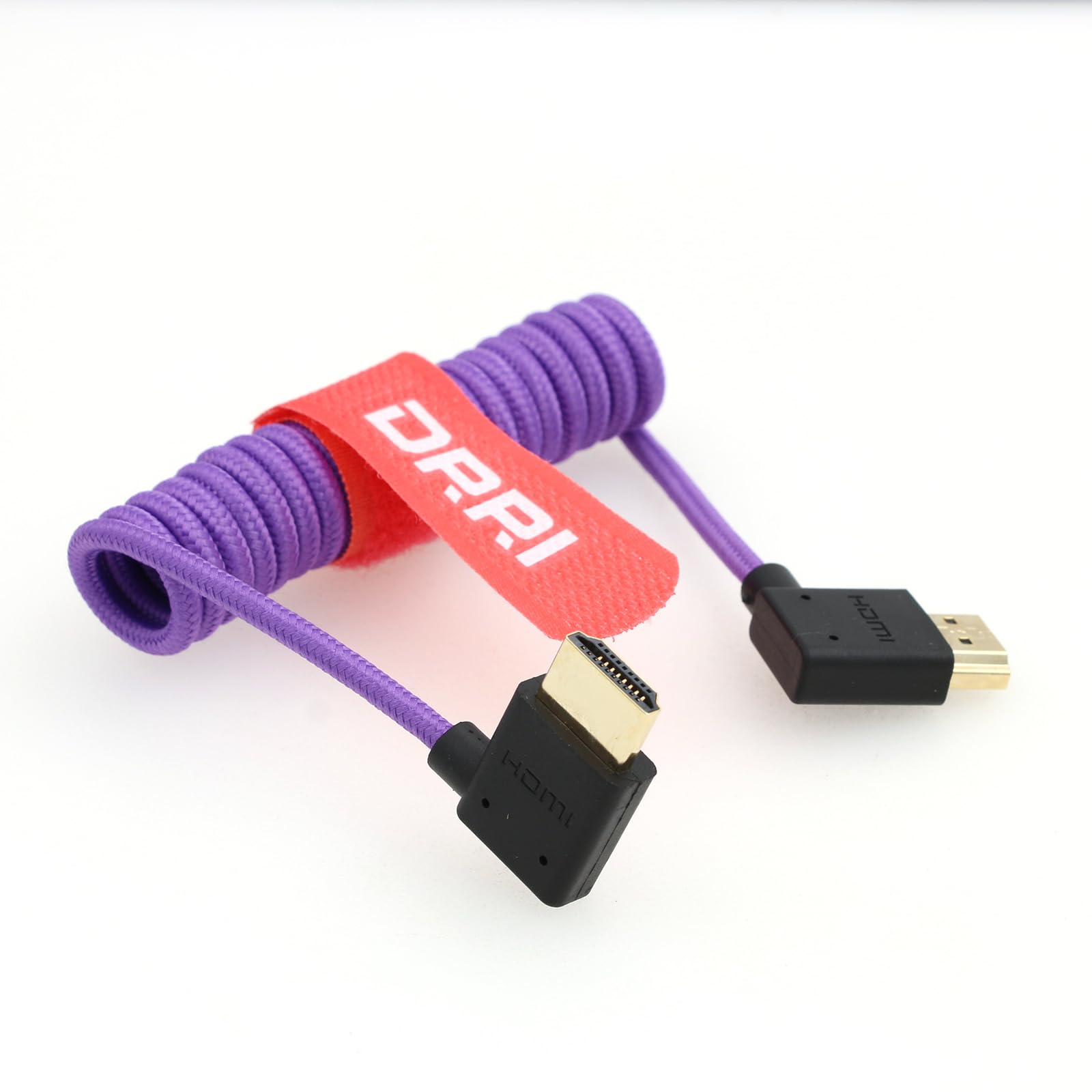 DRRI 8K HDMI to HDMI 2.1 Ultra High-Speed Braided Coiled Cable for Sony A7III a7s3, Atomos Ninja V (Left HDMI-Right HDMI