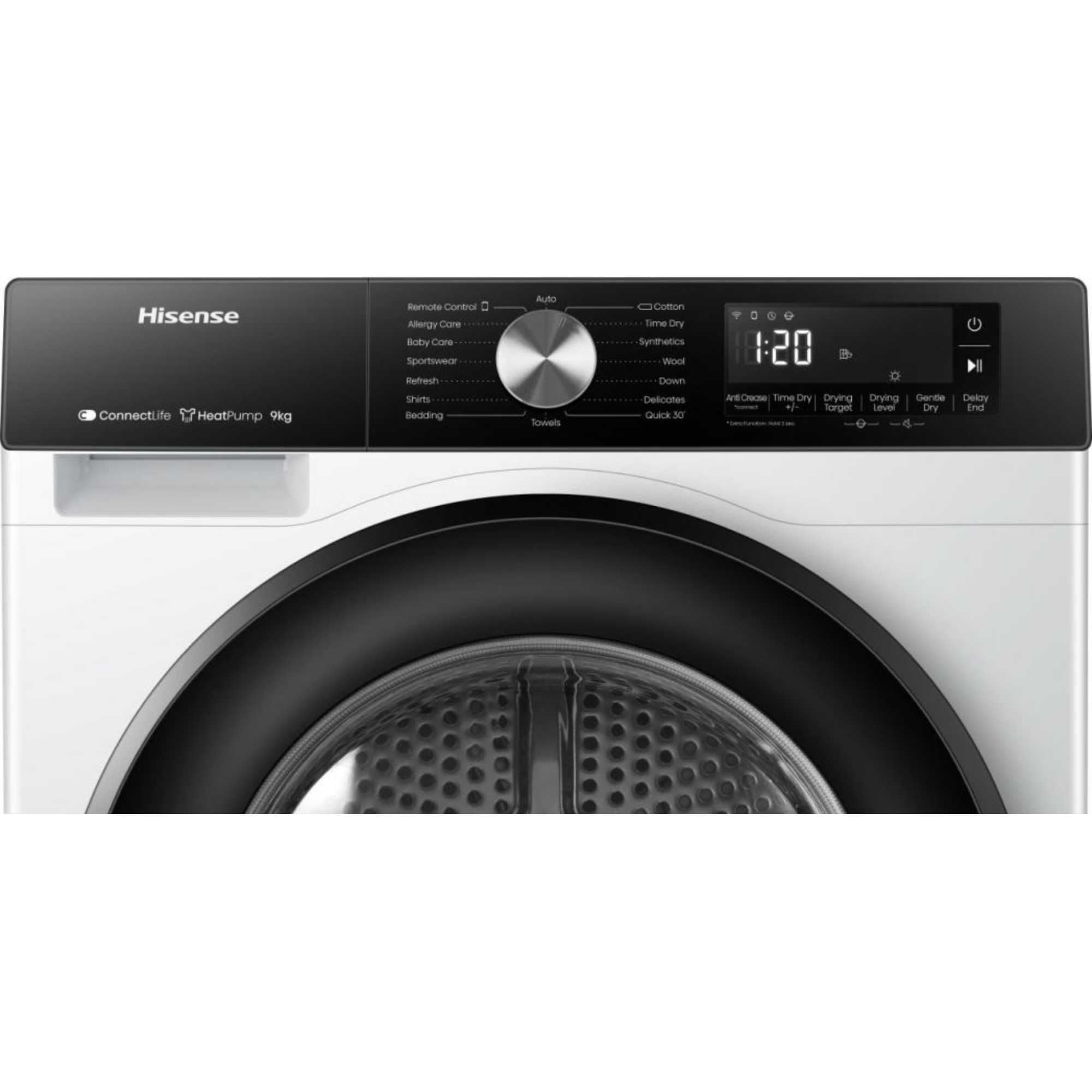 Hisense DH3S902BW3 - Asciugatrice, 9 kg, asciugatura automatica, asciugatura rapida, asciugatura rapida, asciugatura allergy care, asciugatura anti grovigli, scaffale di asciugatura, bianco