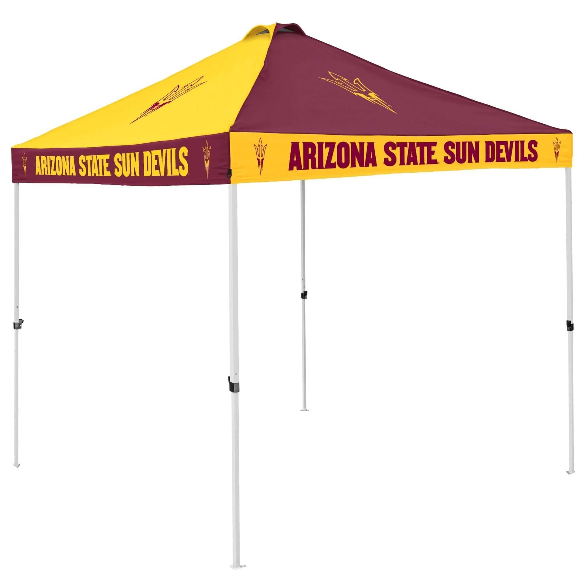 Logo Brands NCAA Arizona State Sun Devils 9 x 9 Foot Pinwheel Tailgating Checkerboard Canopy Tailgate Tent - 9' x 9', Vented Roof, Adjustable Height, Wheeled Carrying Bag, Powder Coated Steel