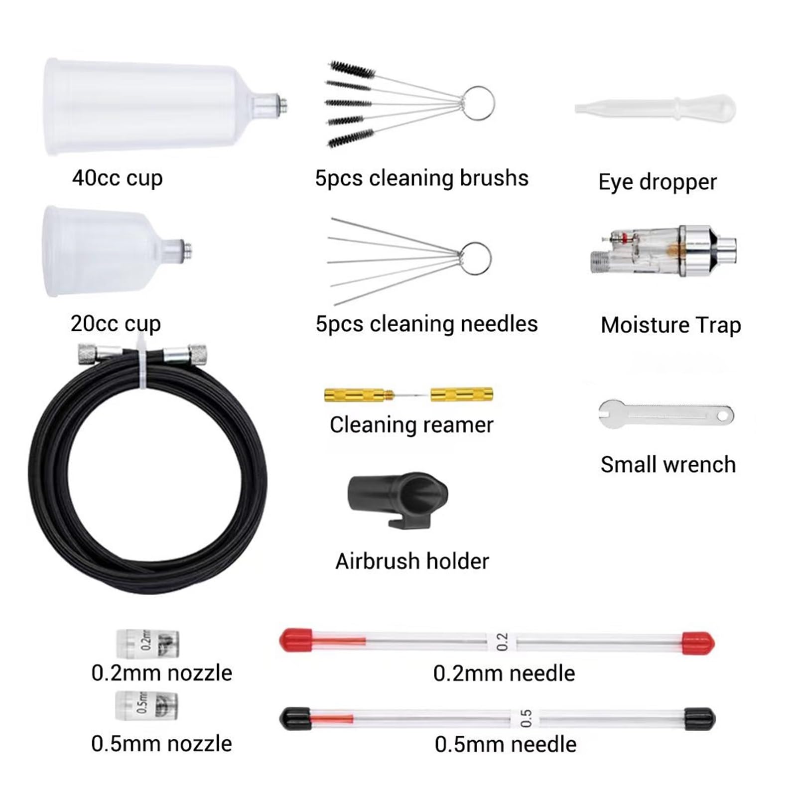 Trigger Air Control GunSide Feed Airbrush mit Auto Stop Kompressor Kit for Auto/Bodypainting Kuchen Mühelose Präzision Gleichmäßiger Sprühstrahl(NCT-24GYW116B S1)