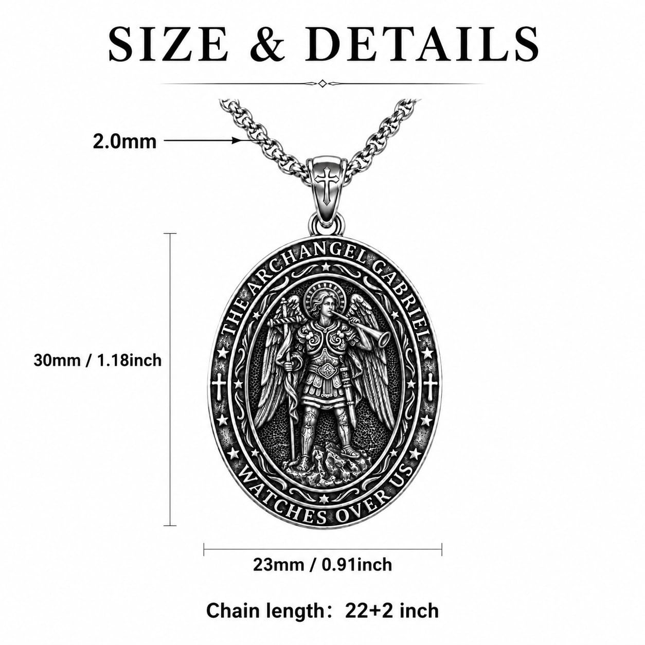 Collana con ciondolo cattolico in argento con medaglietta