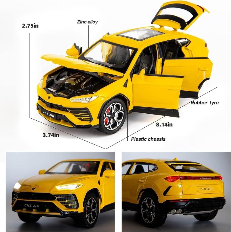 Image of Play Boy 1:24 L Urus Model Diecast Metal Alloy Pullback Toy Vehicle with Openable Doors Light and Music Car for Kids (Multicolor)