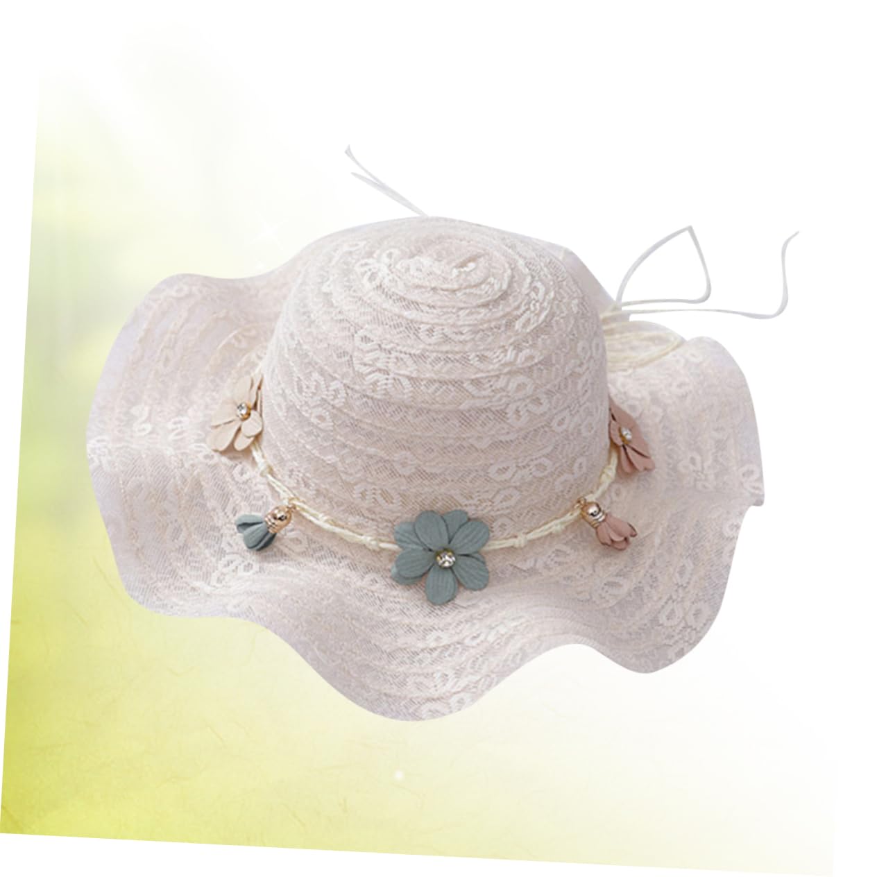 Veemoon Cappello da Sole per Largo Carino Paglia Cappello da Sole per Bambina parà Bianco Cappello da Spiaggia per Cappello per Cappello a Larga bambù