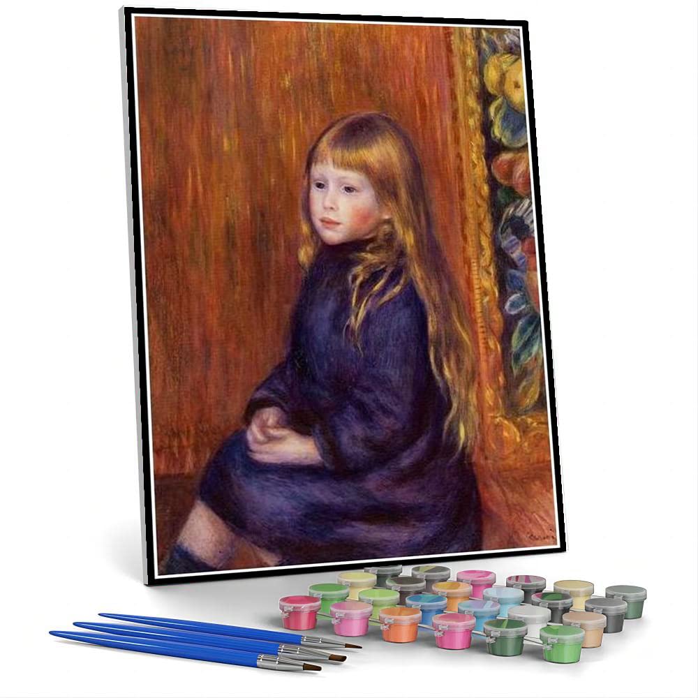 Amazon | DIY数字油絵青いドレスを着て座る子供1889年のオーギュスト