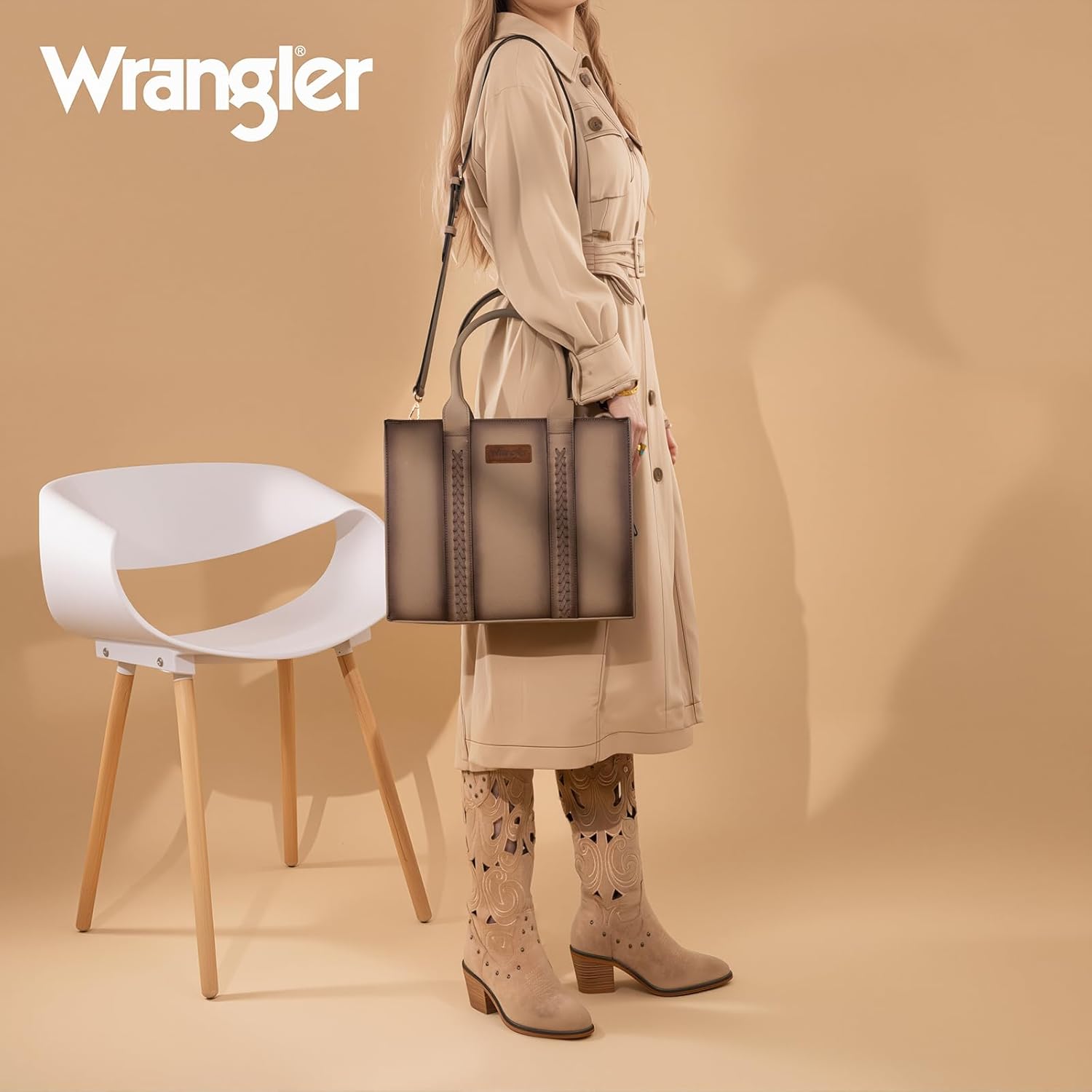 Montana West × Wrangler Large Tote Bags Purses for Women Work Top-Handle Handbags with Strap - Image 4
