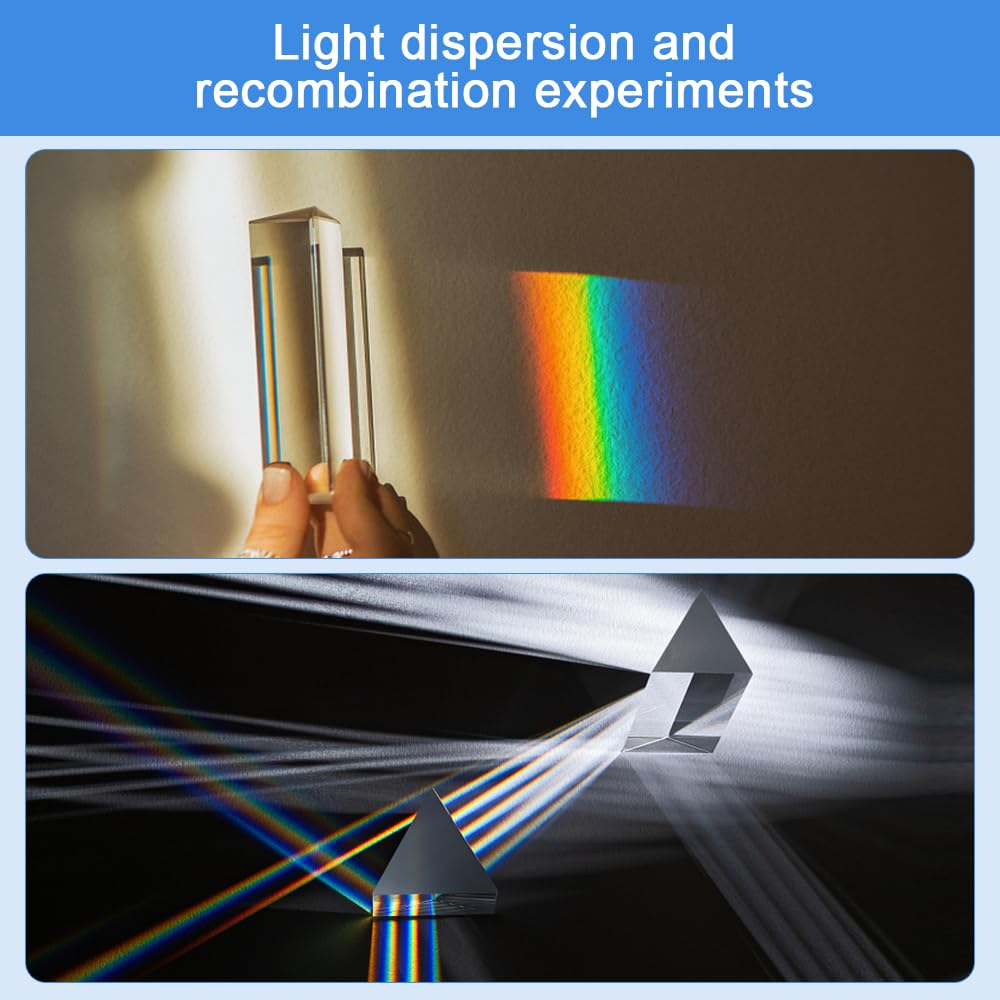 2 Pz Prisma per Fotografia Prisma Ottico Triangolare da 5/8cm Prisma Triangolare in Cristallo K9 Prisma Fotografia con Confezione Regalo Prisma di Vetro Luce per Spettro Luminoso