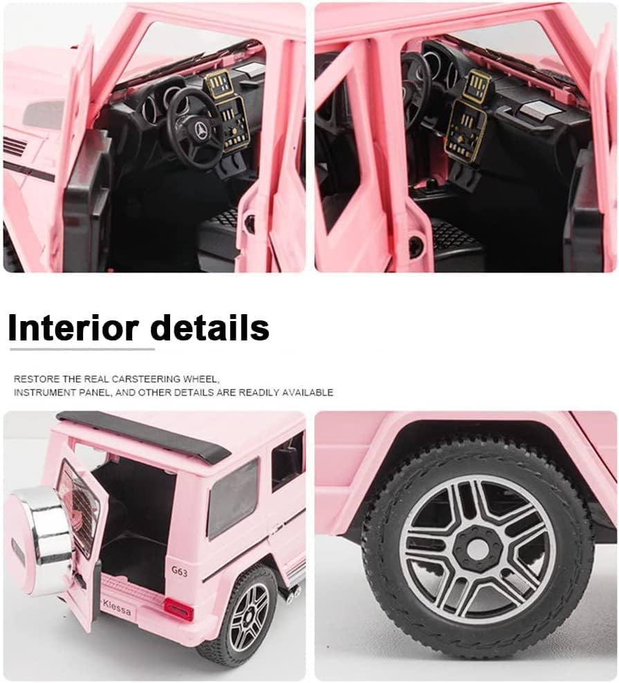 Image of Metal Pull Back Diecast Car 1:24 Big Mercedes Amg G63 G-Klessa Pull Back Car Model With Sound Light Boys Gifts Toys For Kids?Pack Of 1?,Multicolor
