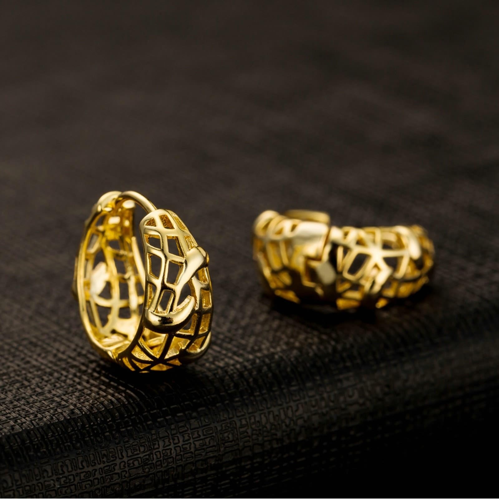 AMDXD Pendientes de oro real para mujer, oro amarillo 750 de 18 quilates, diseño hueco, pendientes de aro pequeños Au750