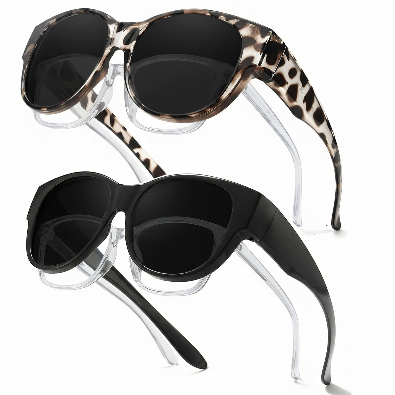 Myiaur 2 Pack Überzieh Sonnenbrille für Damen Polarisiert UV400 Schutz | Sonnenbrille für Brillenträger, Leichter TR90 Rahmen, Ideal für Autofahren