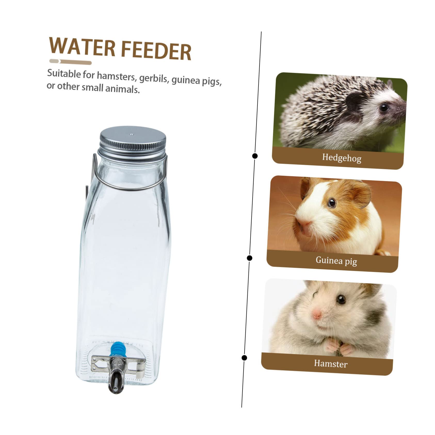 350ml Glas und Edelstahl Haustier Trinkflasche für Kaninchen und Kleine Kleintiere mit Bisssicherem Design und Komfortabler Trinkfunktion zum Aufhängen im Käfig