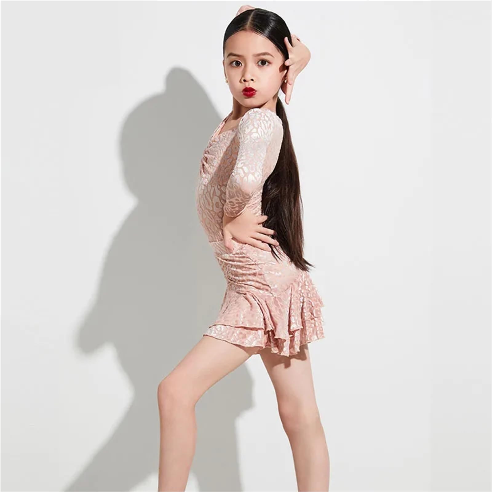 Tuta da allenamento for danza latina for ragazze, set esibizione professionale, autunno e inverno, maniche lunghe di Adatto per abiti da ballo latino