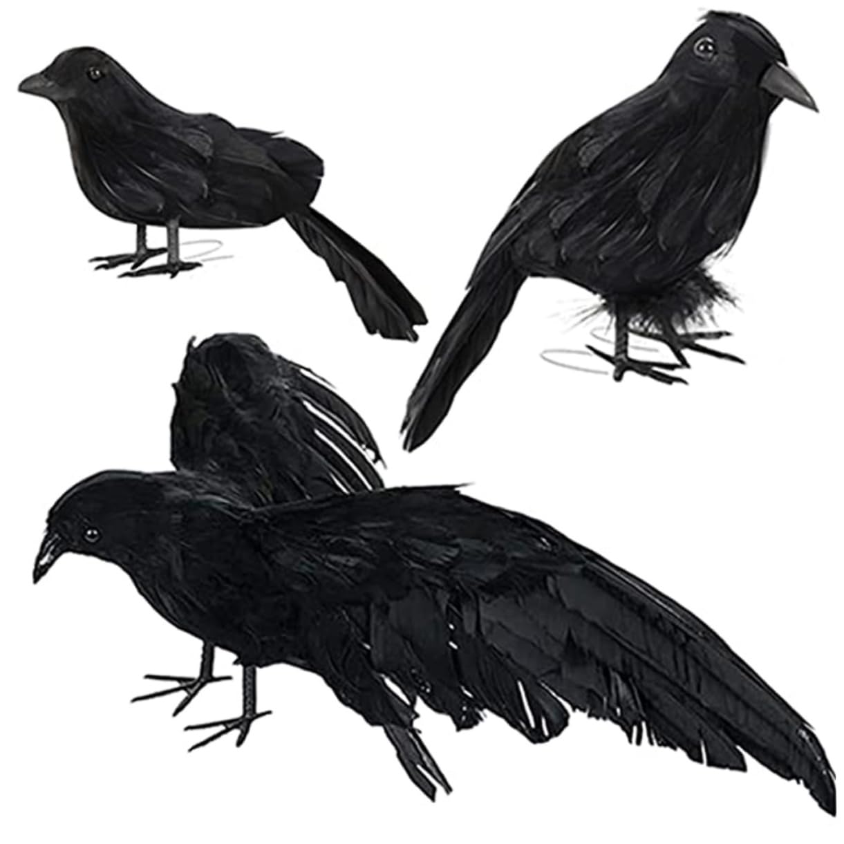 Corbeaux Halloween réalistes plumes noires accessoires effrayants ornements de fête HEMOTON