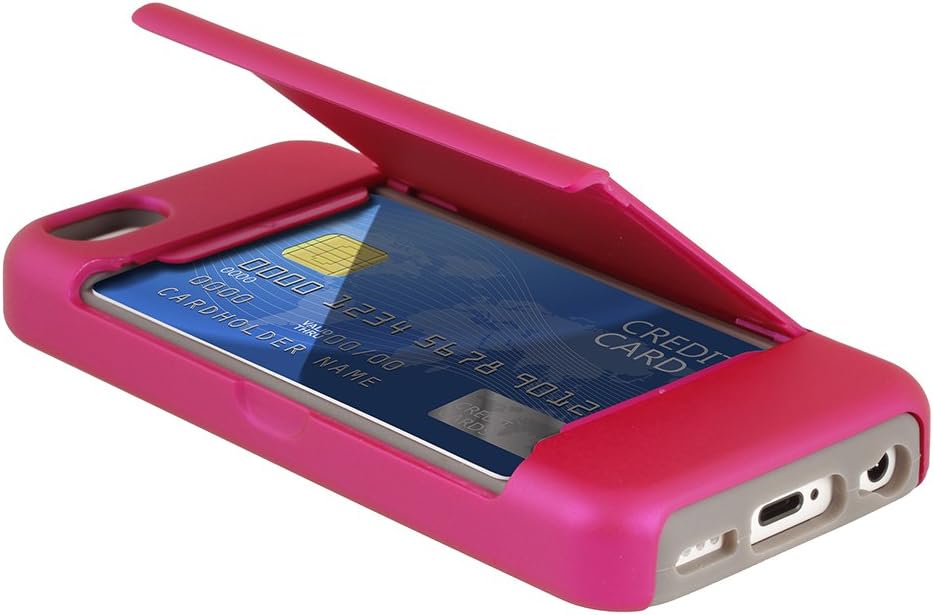 WirelessXGroup Hybrid Case with Credit Card Compartment for Apple iPhone 5S/5C/5 - Gray/Pink
