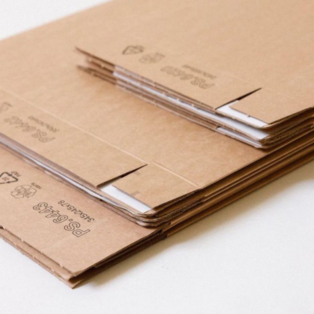 100 Stück Versandboxen aus Wellpappe 350x250x80mm selbstklebend – Versandkartons/Versandschachteln stabil & flach – Faltkartons für DHL Kleinpaket