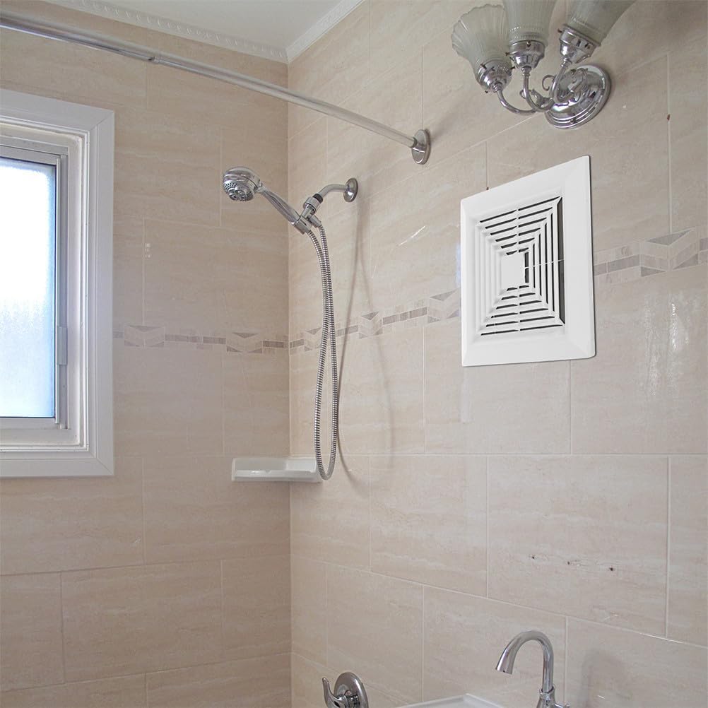 White Square Bathroom Exhaust Fan Cover with Spring, 10. 5" x10. 5" Ceiling/wall Mounted Grille, Replacement Parts for Old Damaged Fan Covers, Air Diffuser Ventilation Hood