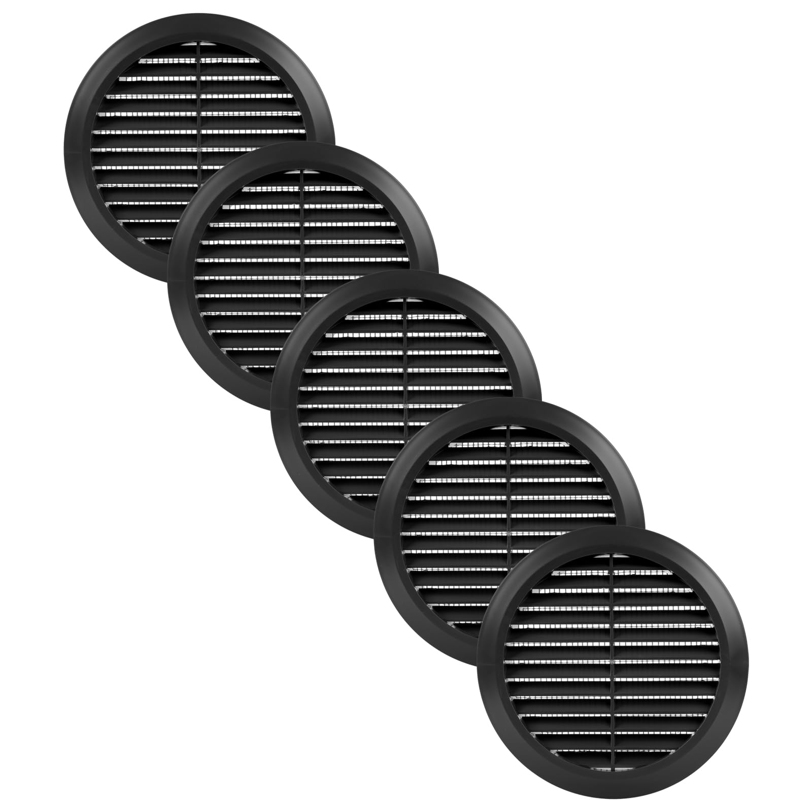 Vent Systems 125 mm / 4.92'' Inch Black Air Vent Cover, 5 Pack