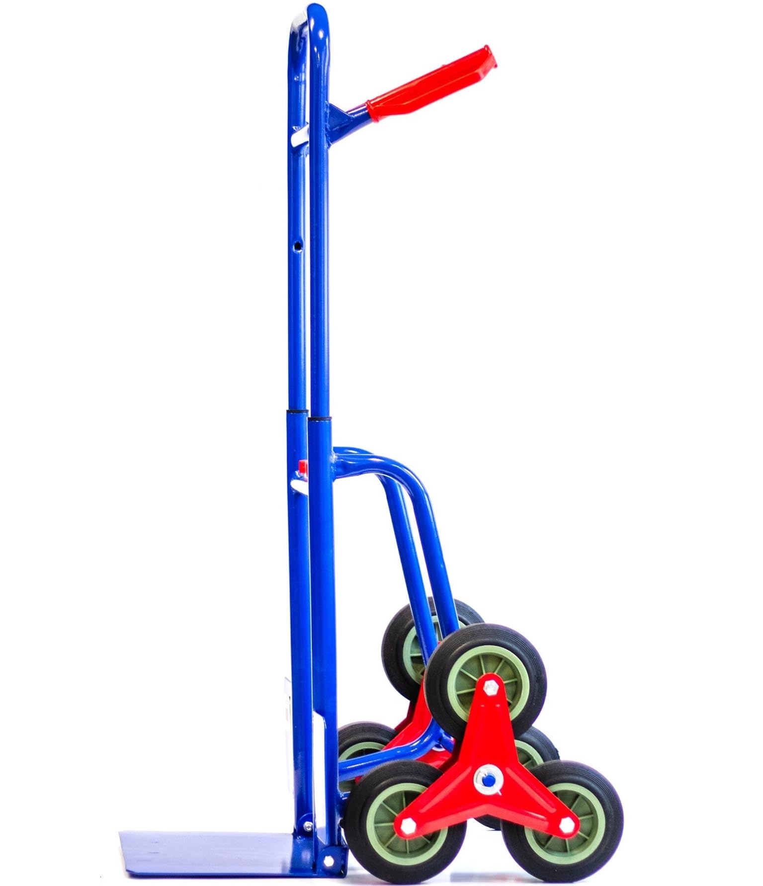Treppensteiger Klappbar, max. 200 kg, Sackkarre, Pulverbeschichtet Blau Ideal für Treppe Logistik Transport Flexibel lagerbar Höhenverstellbar 6X Vollgummi Reifen - Klappbare Treppensackkarre
