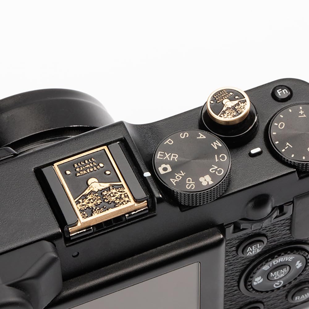 Scenery Pattern of fujiMount Camera Metal Hot Shoe Cover Shutter Decorative Button Set for Fujifilm xpro2 xpro1 xa7 xa5 xe3 for Nikon zf/zfc (Copper Alloy-Set)