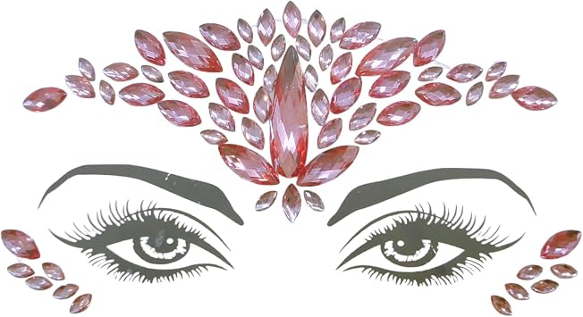 Topz Pink Face Jewels Sticker Festival Self Adhesive Rhinestone Gems for Face Body Nails Sparkling Glitter Beauty Decals for Women Girls
