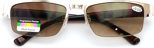 Miniatura 5 de Gafas de lectura progresivas rectangulares de metal sin línea Gafas de sol al aire libre del lector trifocal