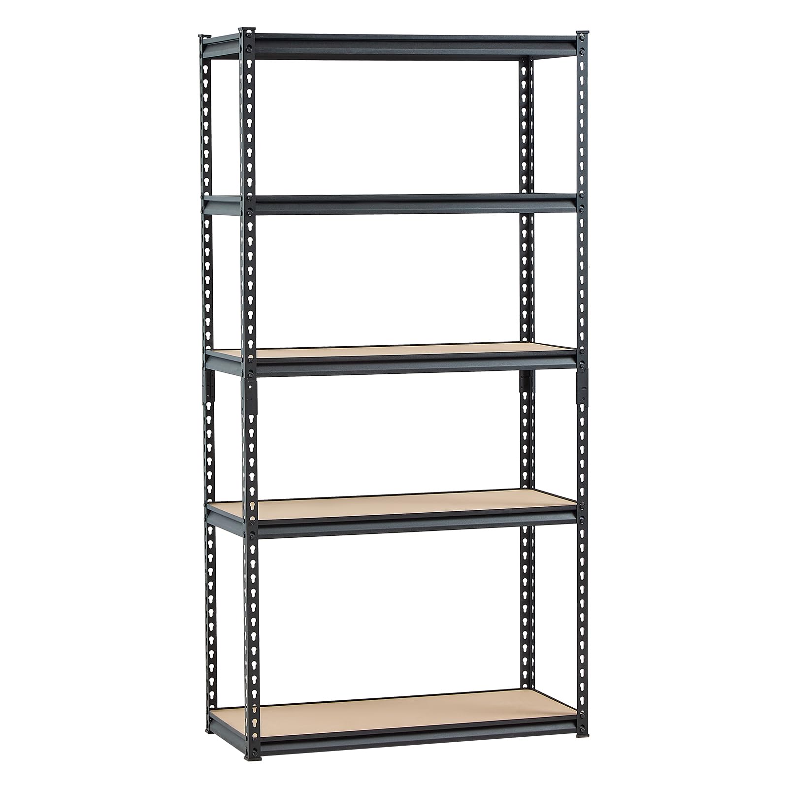 VEVOR Steckregal, 907 kg, 5-stufiges Garagen-Lagerregal, 406x914x1813 mm, Schwerlastregal, Werkstattregal, Metallregale für Garagenregale, Allzweckregal, ideal für Küche, Lager, Keller, schwarz