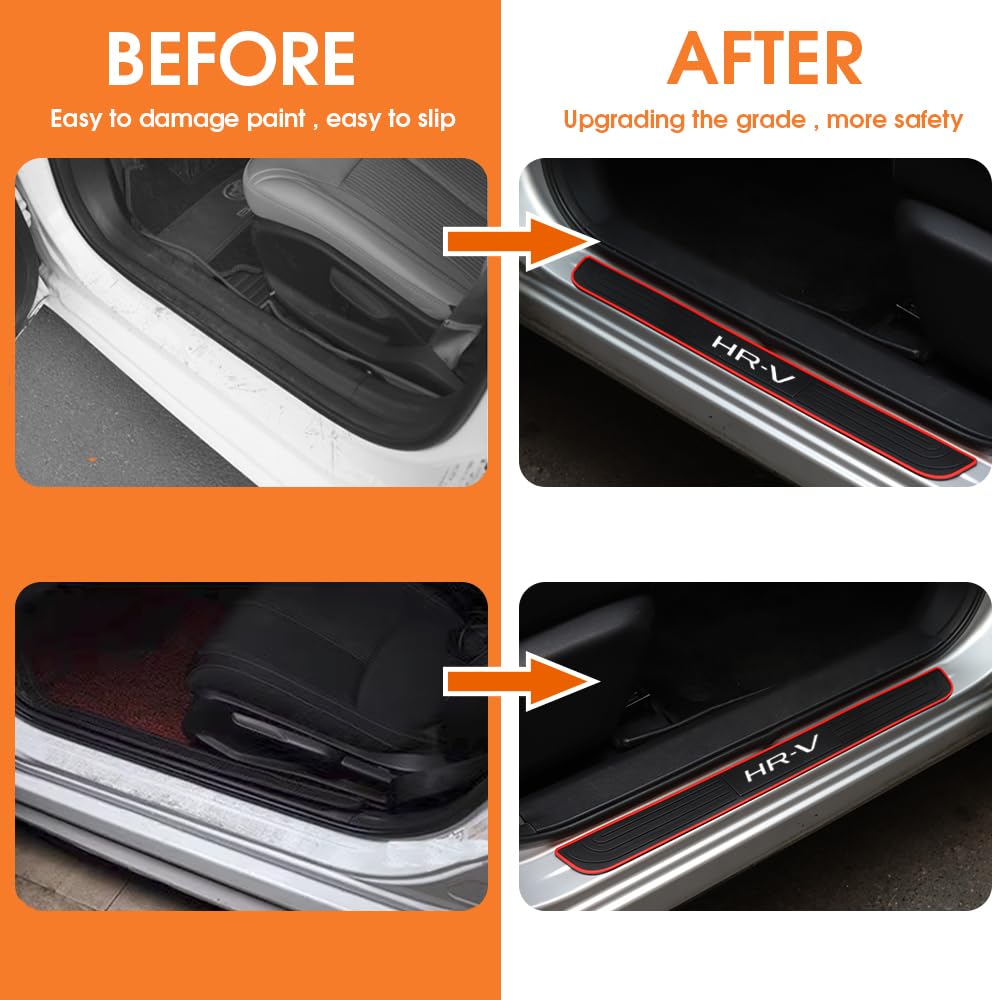 BOYOUS 4PCS PVC Soft Rubber Door Sill Protector Anti-Dirty Scuff Plate Cover Guard Sills Protector Trim,Welcome Pedal Protect for Honda HR-V HRV 2023 2024 2025