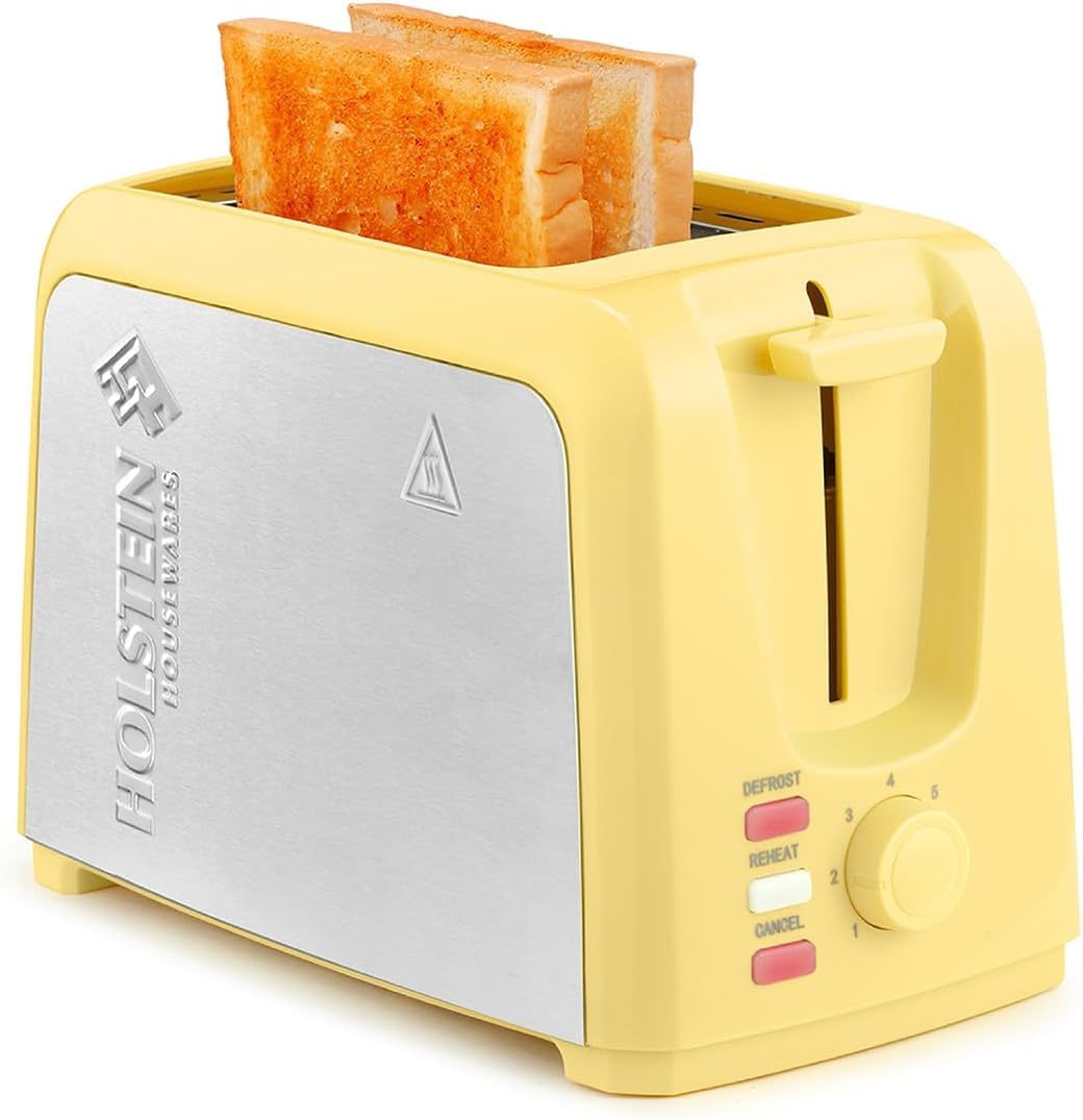 Holstein Housewares - 2-Slice Toaster with 7 Browning Control Settings, Yellow/Stainless Steel - Great to Toast Bread, Bagels and Waffles-image-30