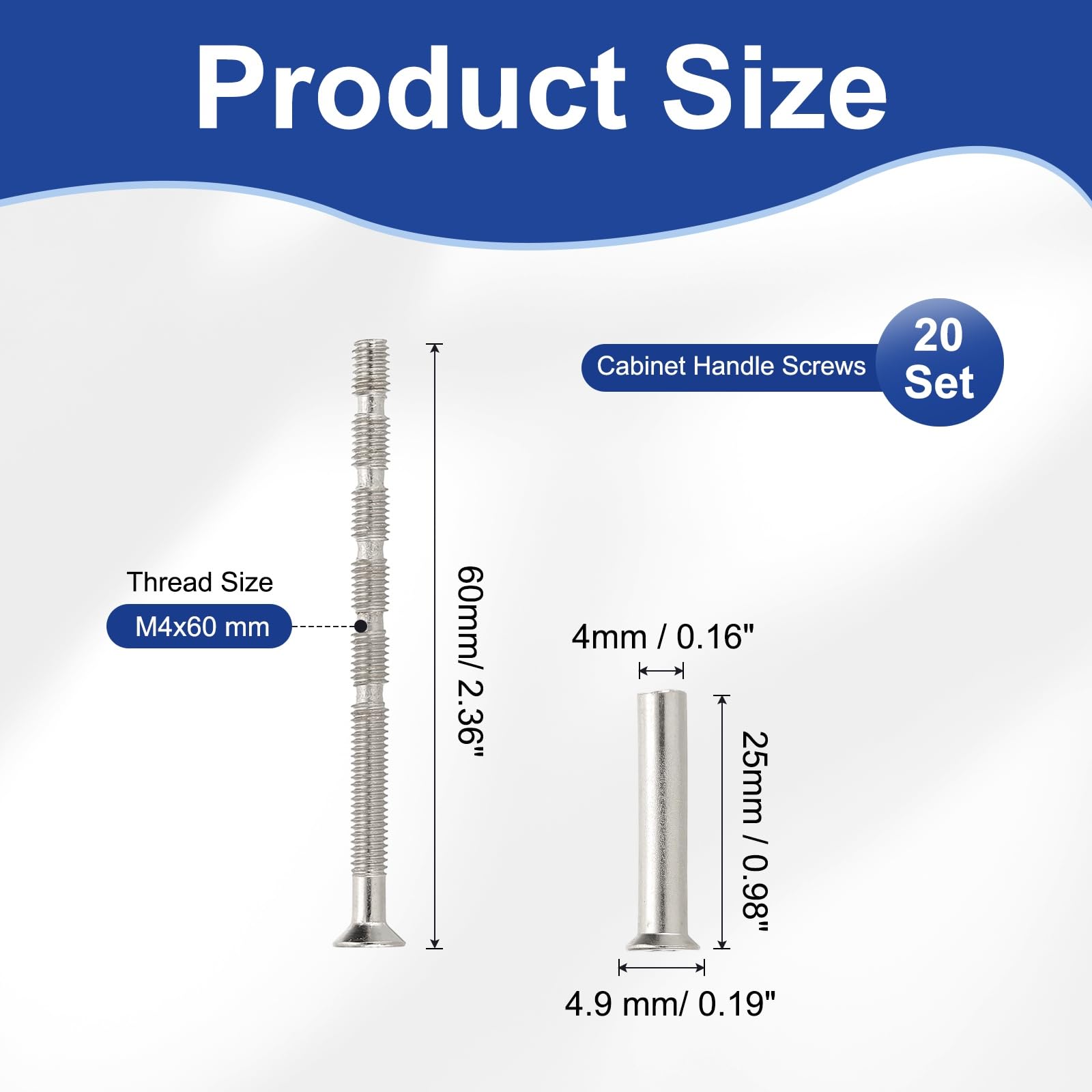 PATIKIL Door Handle Screws M4x60 - Image 2