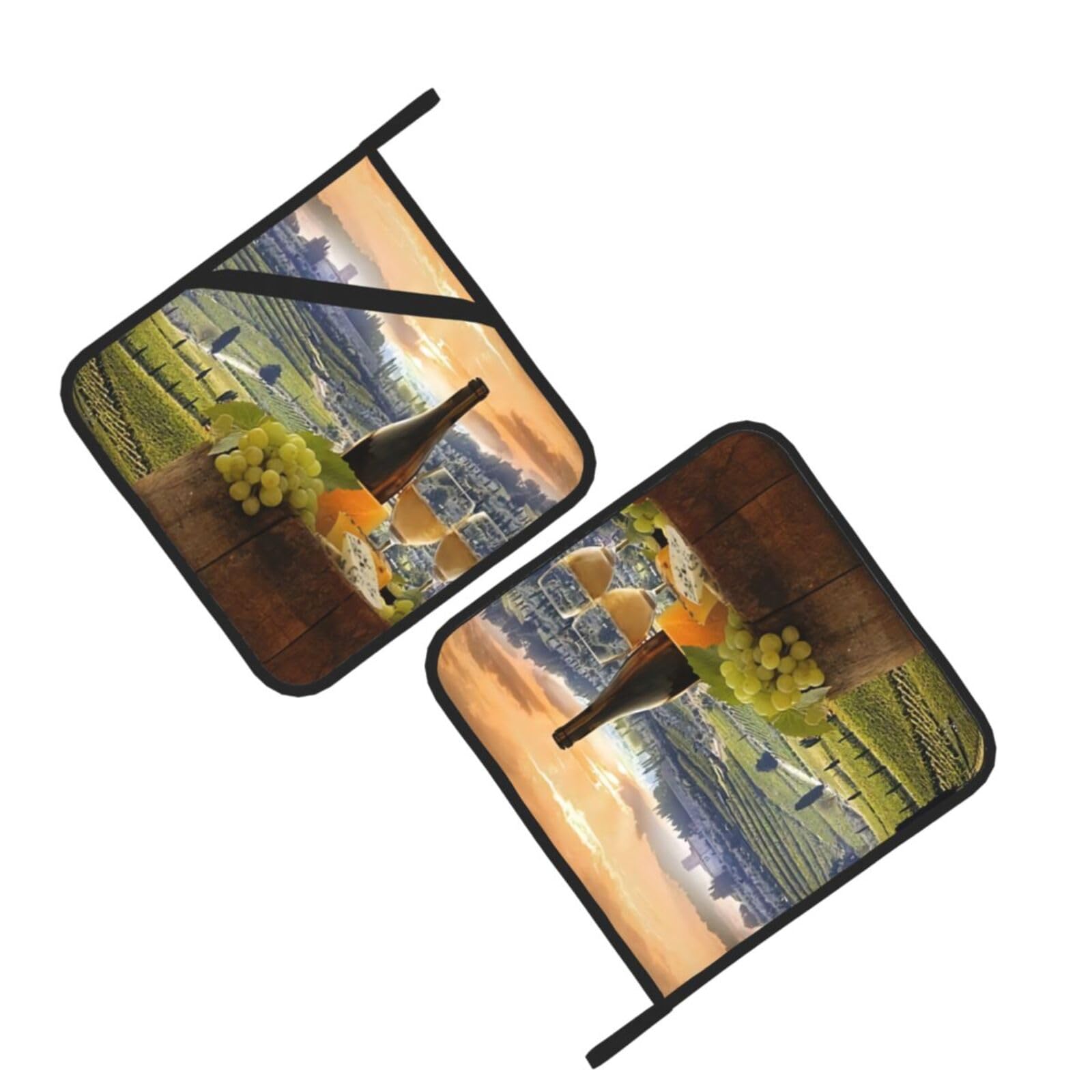 Vineyard Printed Oven Pot Holders Set of 2 Pcs Heat Resistant Kitchen Microwave Potholders for Cooking Baking Grilling