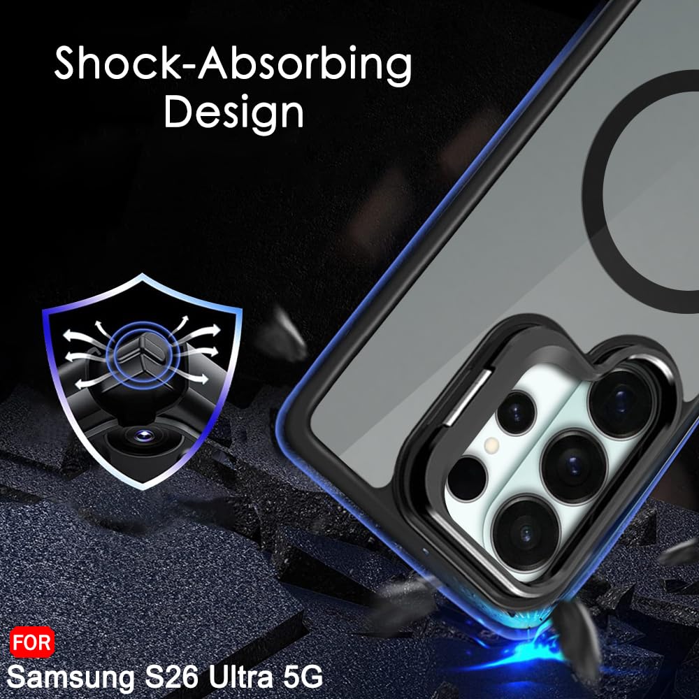 TheGiftKart for Samsung S26 Ultra Case | Shockproof Hard Back Cover | Built-in Stand | Hybrid Shockproof Galaxy S26 Ultra Cover (PC & TPU, Matte Frosted Back, MagSafe Compatible, Translucent Black) — Amazon image 6