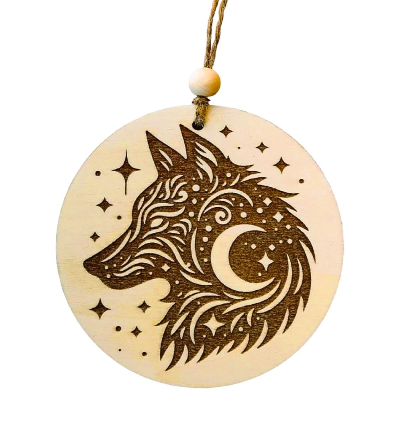 Wolf Pagan Hanging Decoration - Laser Engraved Wood