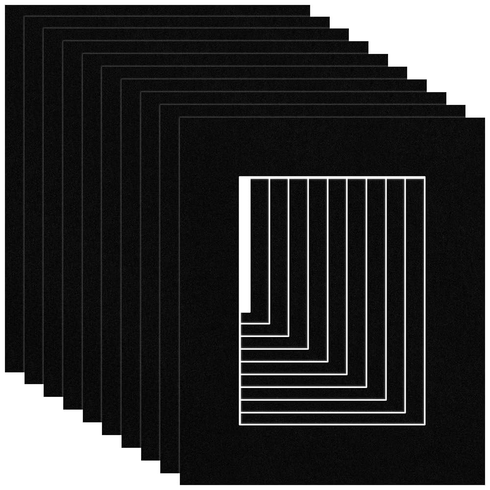 Procut Global 12x10" Black Picture Mounts Board to Fit 8x6" Aperture Size - Photo Mount Card Ideal for Prints, Artwork, Crafts & Certificates - Sizes & Colors Available - Pack of 10 — image 1