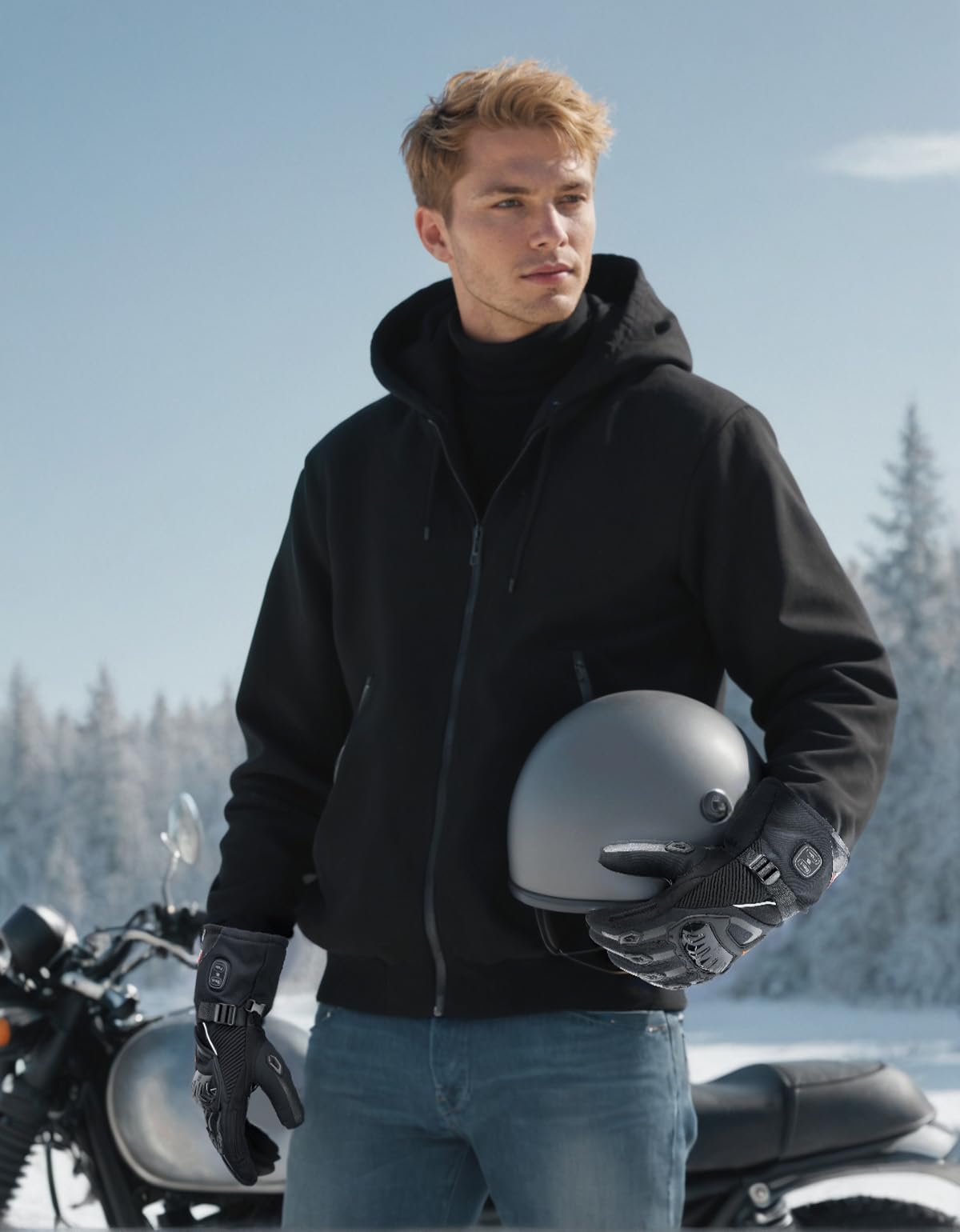 KEMIMOTO Guantes Calefactables Impermeable Moto, Doble Zona de Calefacción Independientes, Retención de Calor Desde -20℃ a -5℃, 3 Modos Calefactores, Batería 3000mAH, Resistentes al Desgaste