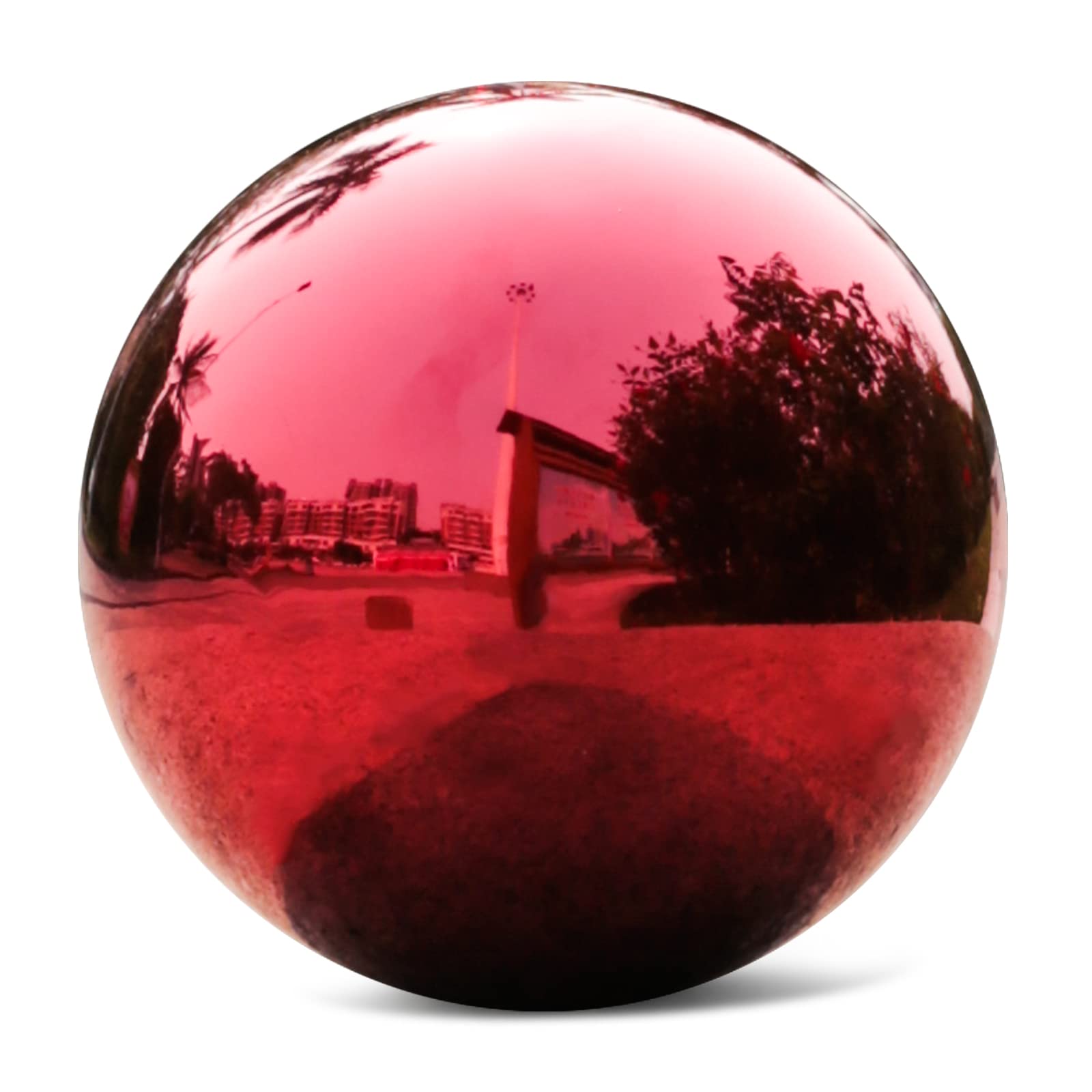 Stainless Steel Red Gazing Mirror Ball,10inch